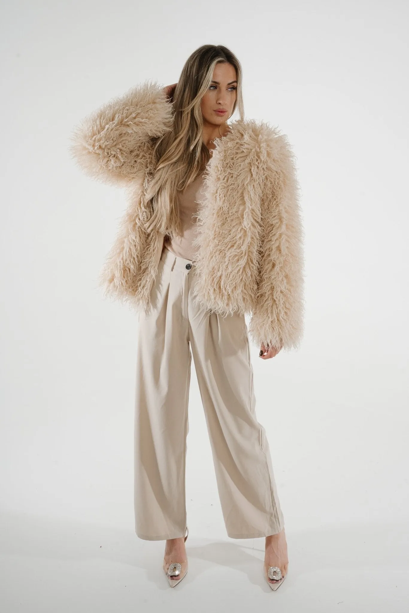 Millie Textured Coat In Cream