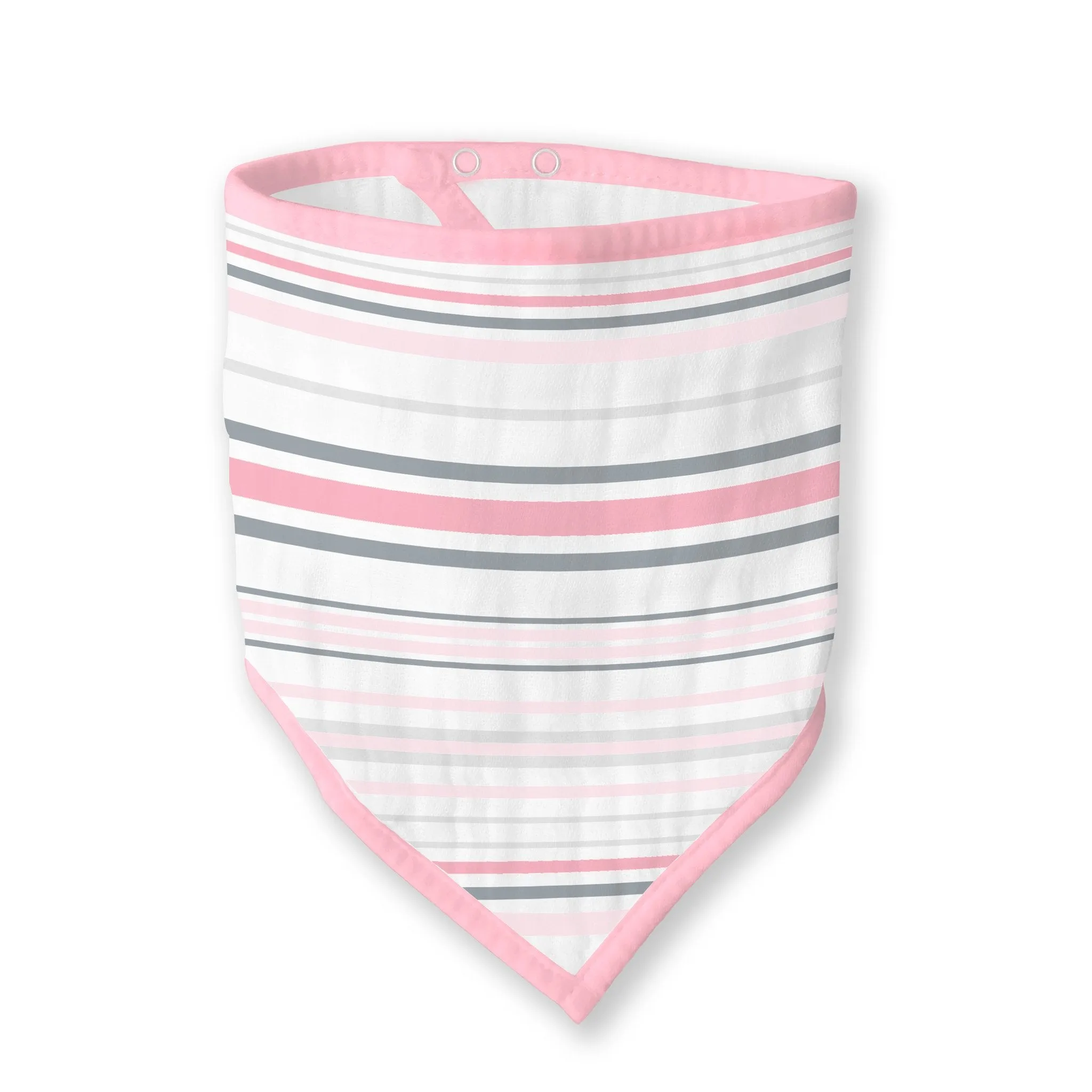 Moisture Wicking Muslin Bandana Bib - Pink & Gray Stripes