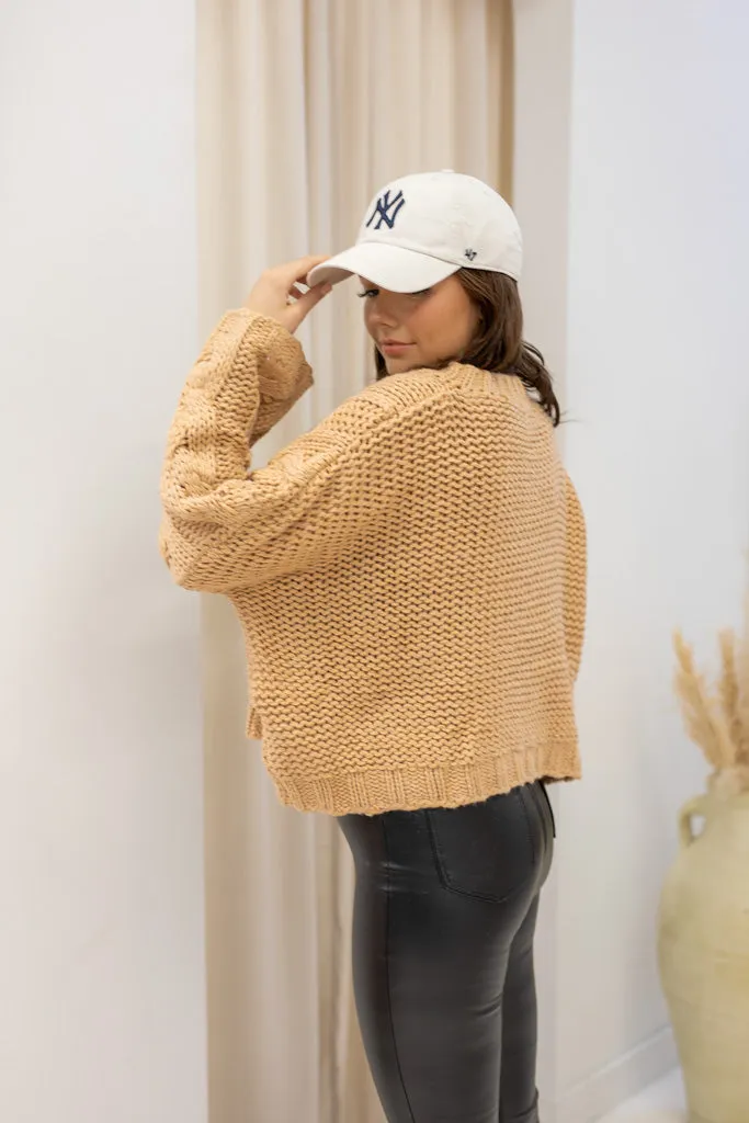 NEW TANIELLE CABLE KNIT SWEATER (TAUPE)