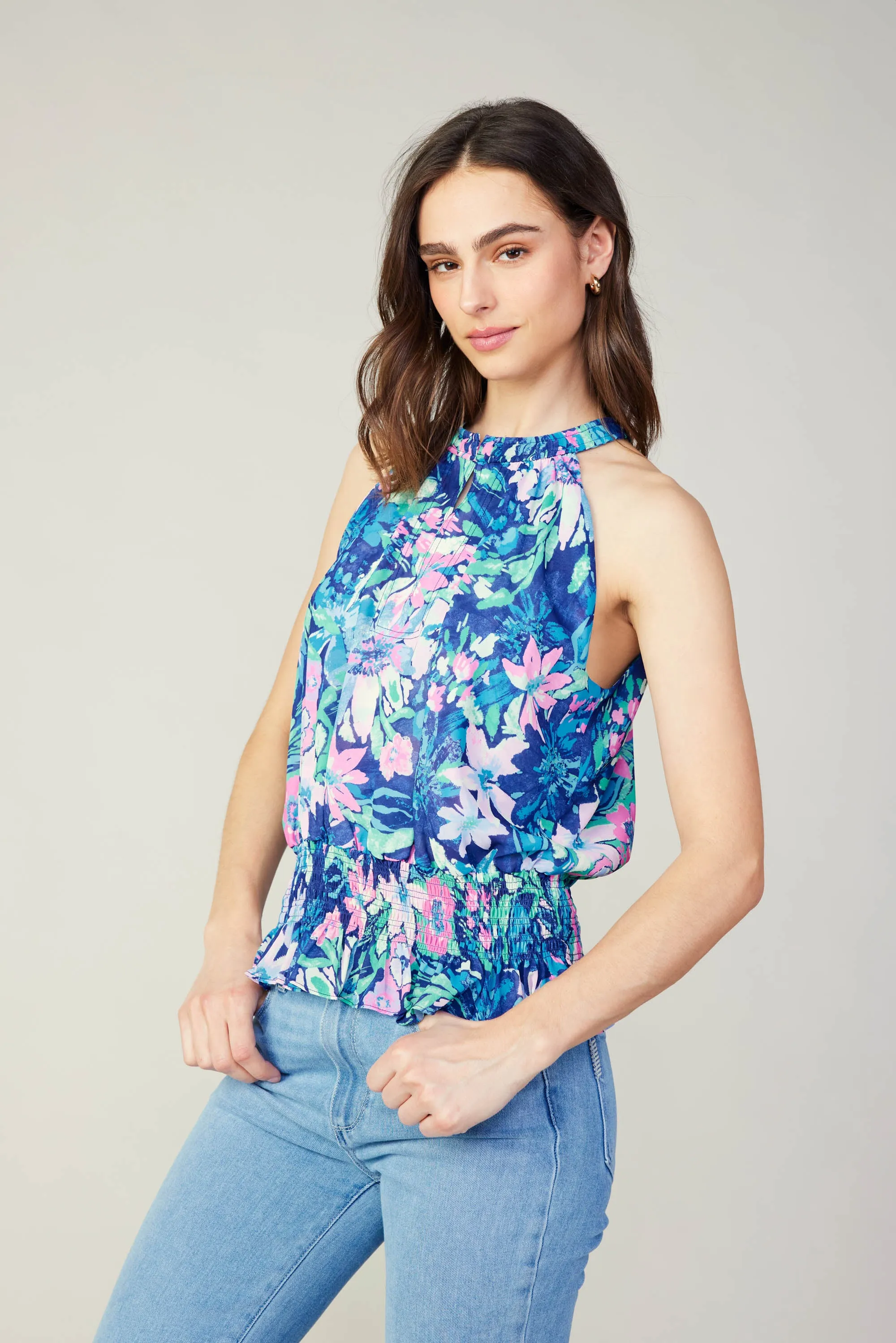 Painterly Floral Halter Tank