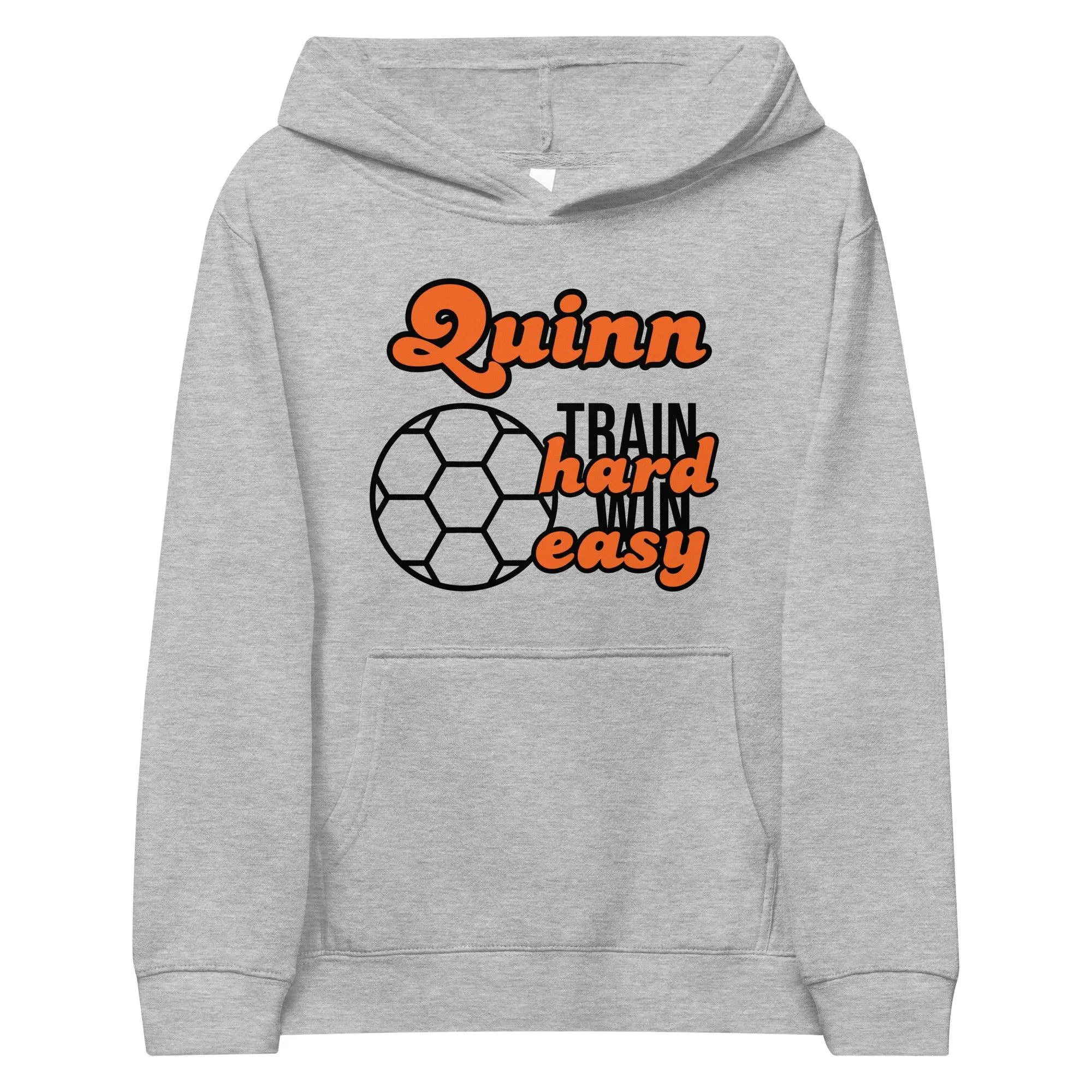 Personalize it! Kids Fleece Hoodie Train Hard Win Easy Soccer