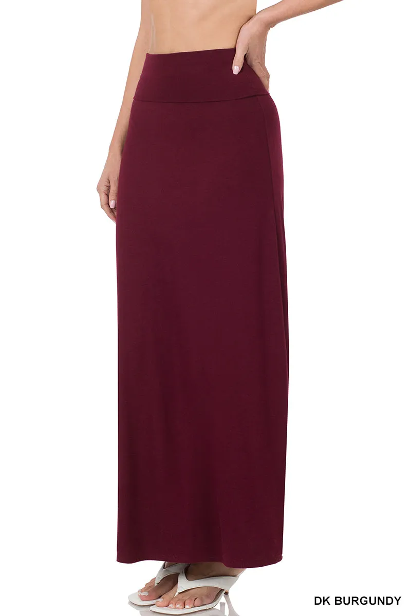 Plus Size Basic Relaxed Foldable High Waist Draped Maxi Skirts