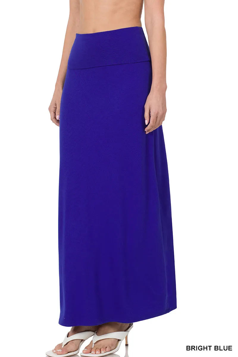 Plus Size Basic Relaxed Foldable High Waist Draped Maxi Skirts