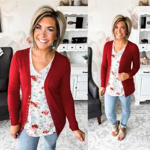 Reason To Smile Snap Cardigan - Cranberry