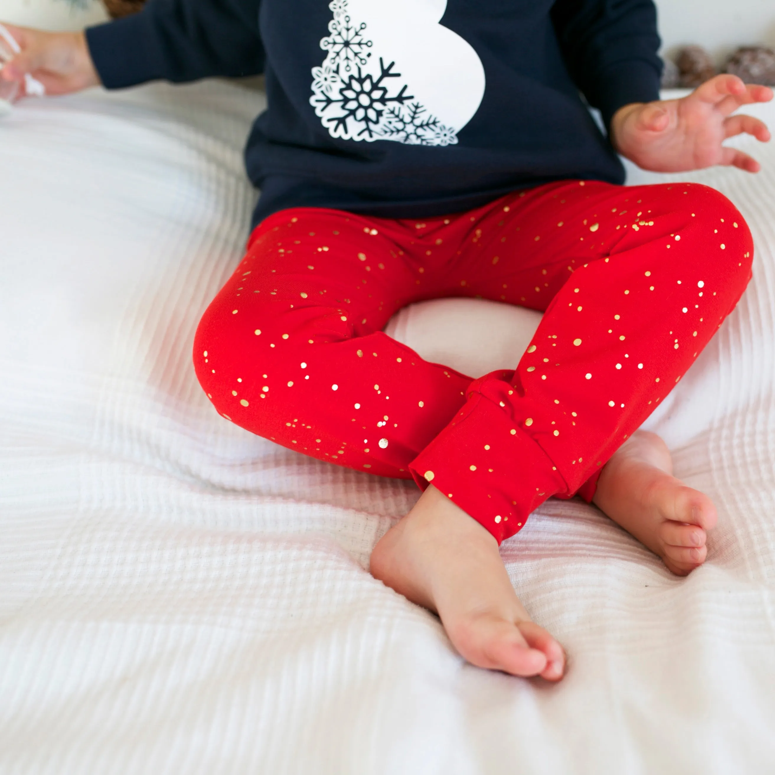 Red & Gold Sparkle Leggings