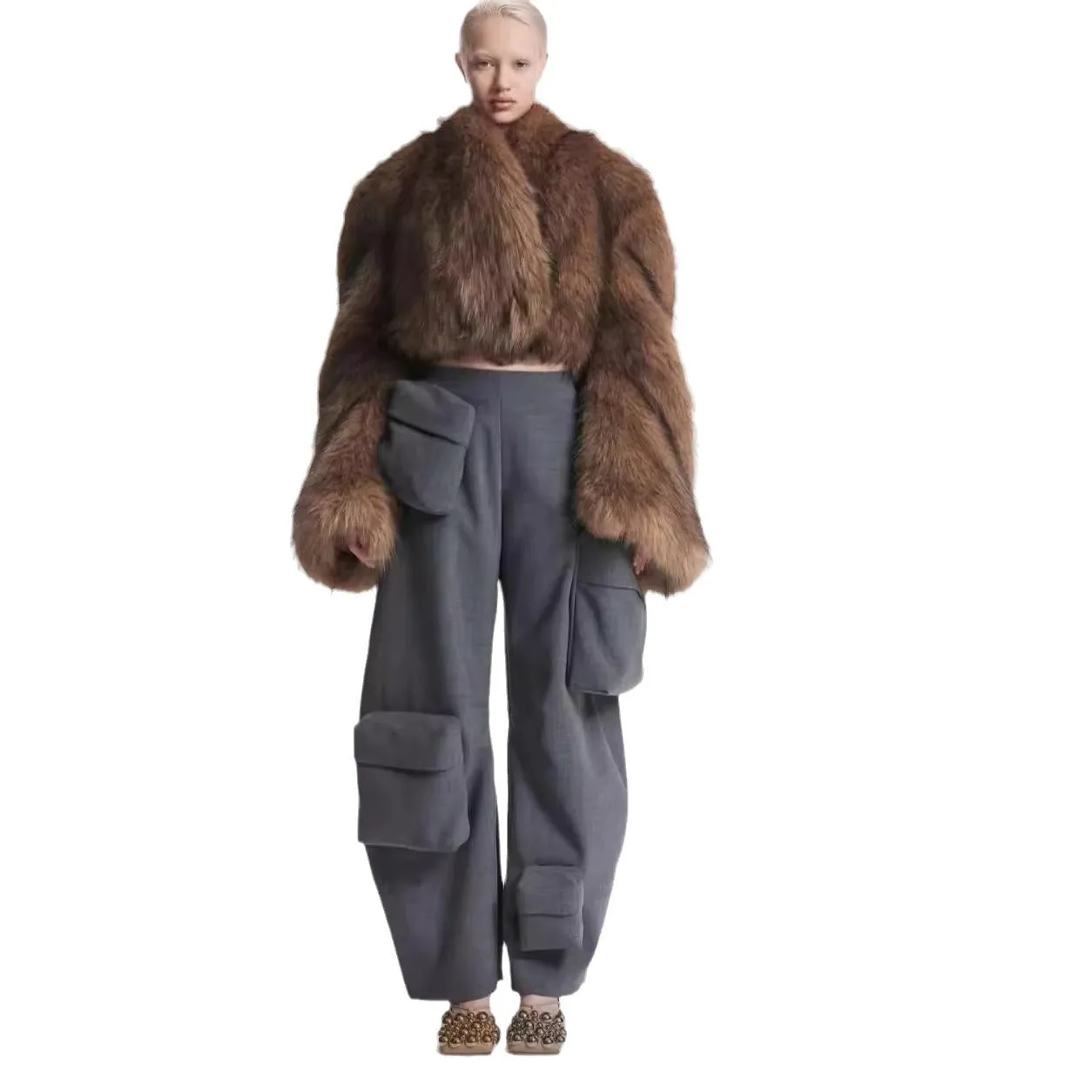 Retro imitation mink fur short coat