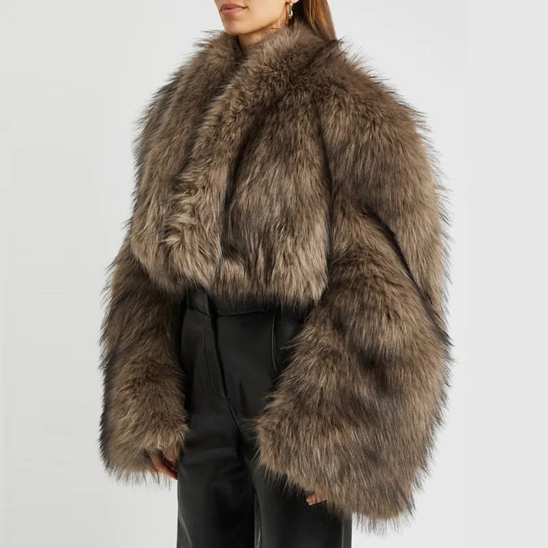 Retro imitation mink fur short coat