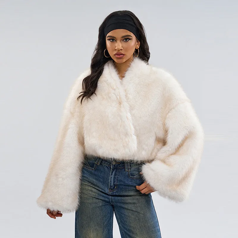 Retro imitation mink fur short coat