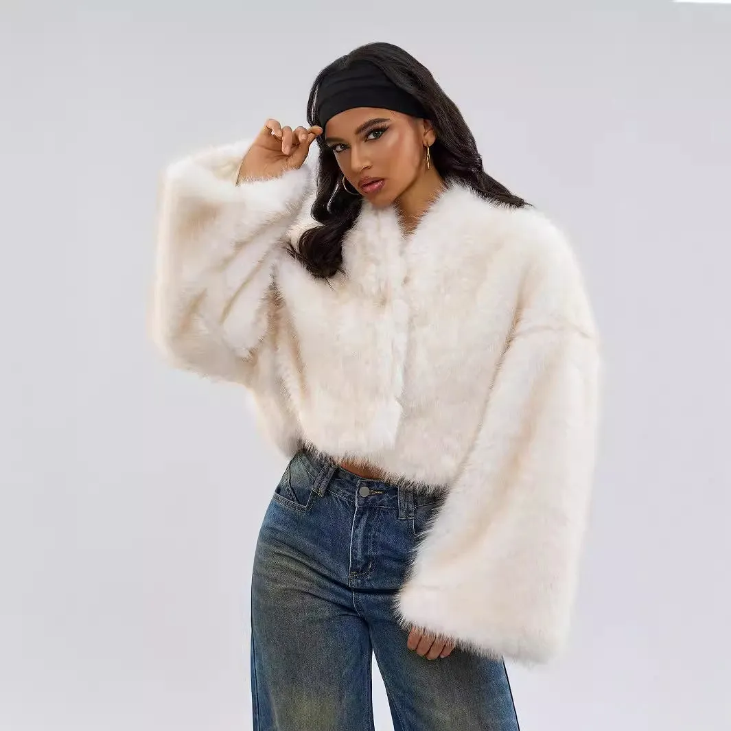 Retro imitation mink fur short coat