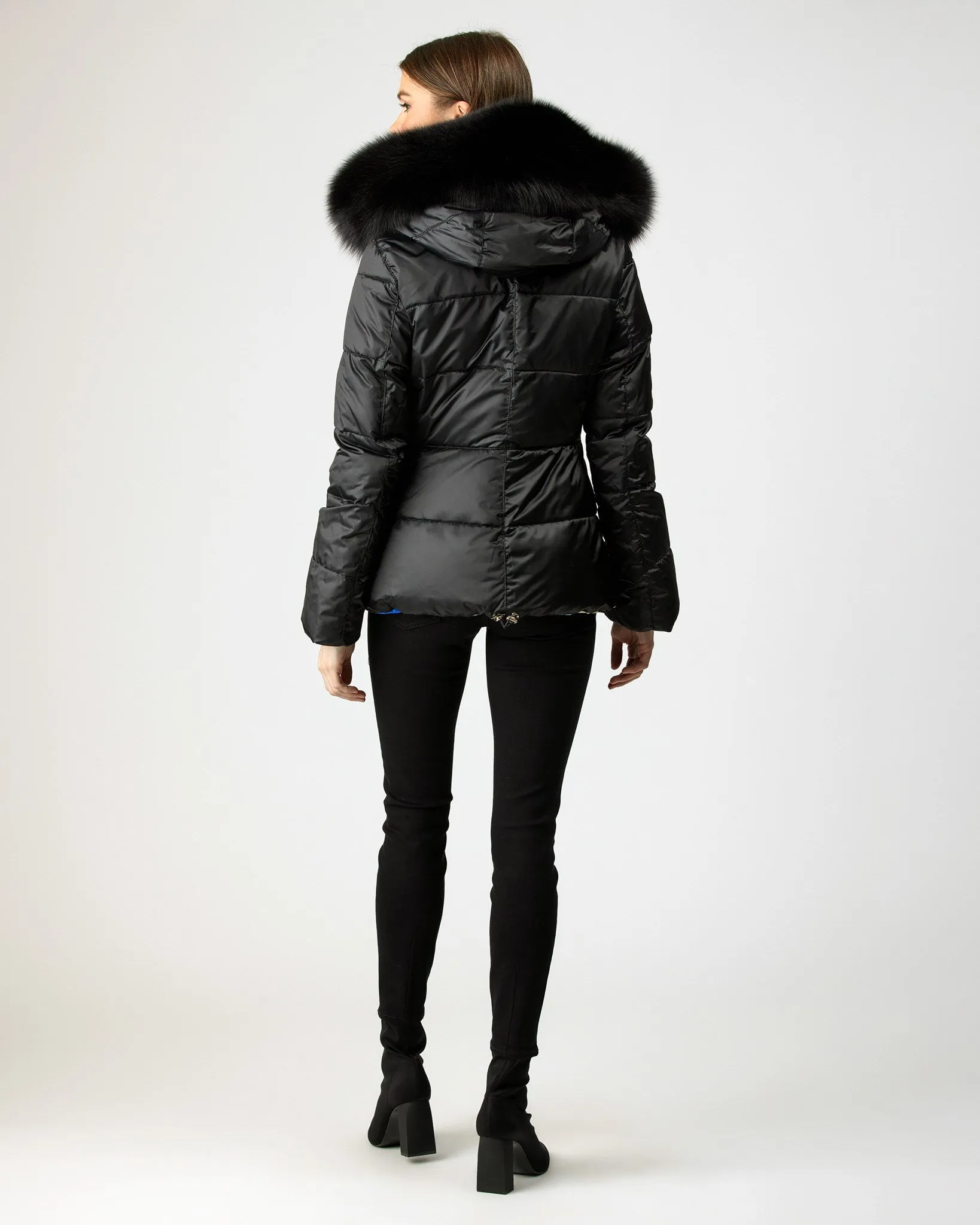 Reversible Après-Ski Jacket with Detachable Fox Hood Trim