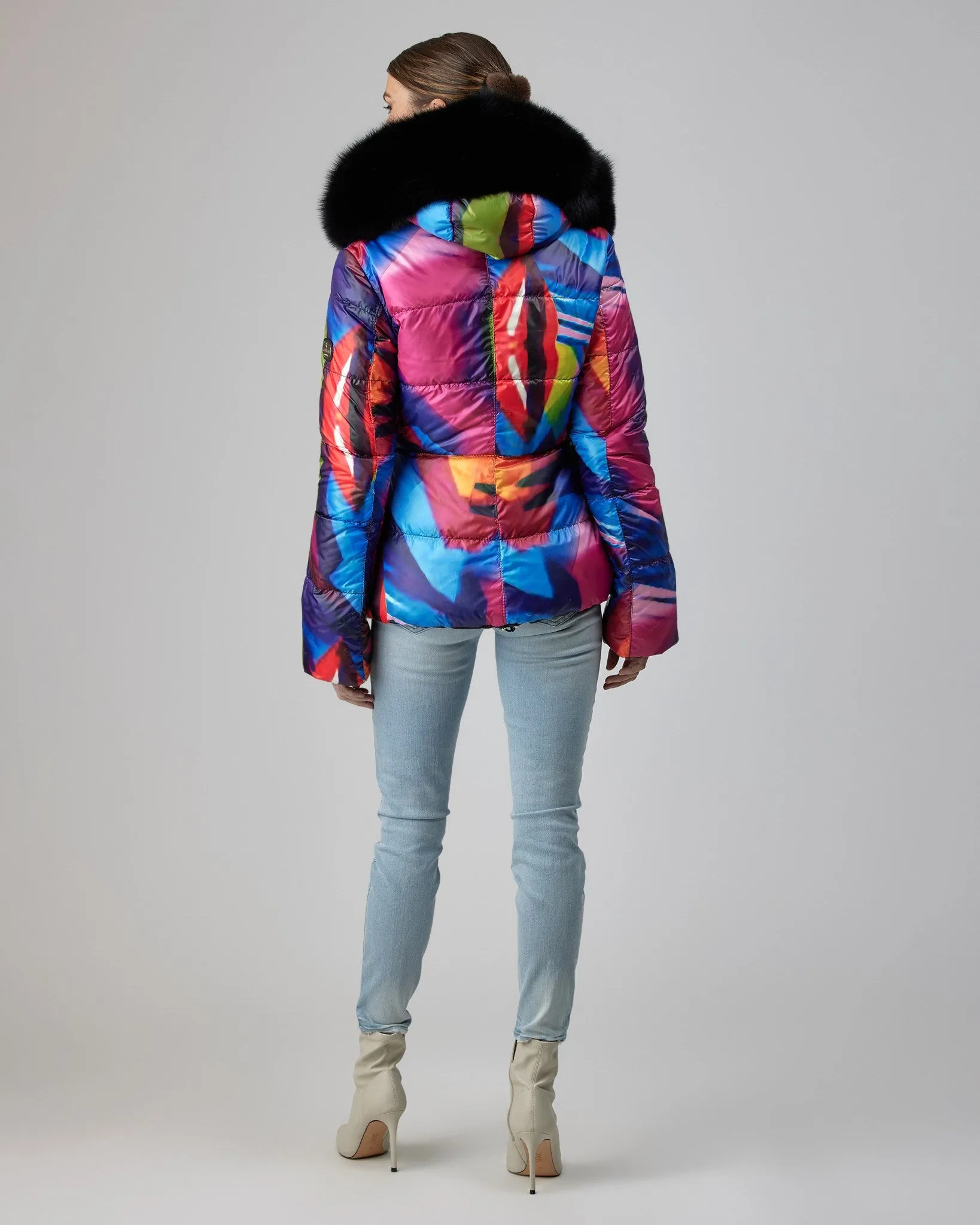 Reversible Après-Ski Jacket with Detachable Fox Hood Trim