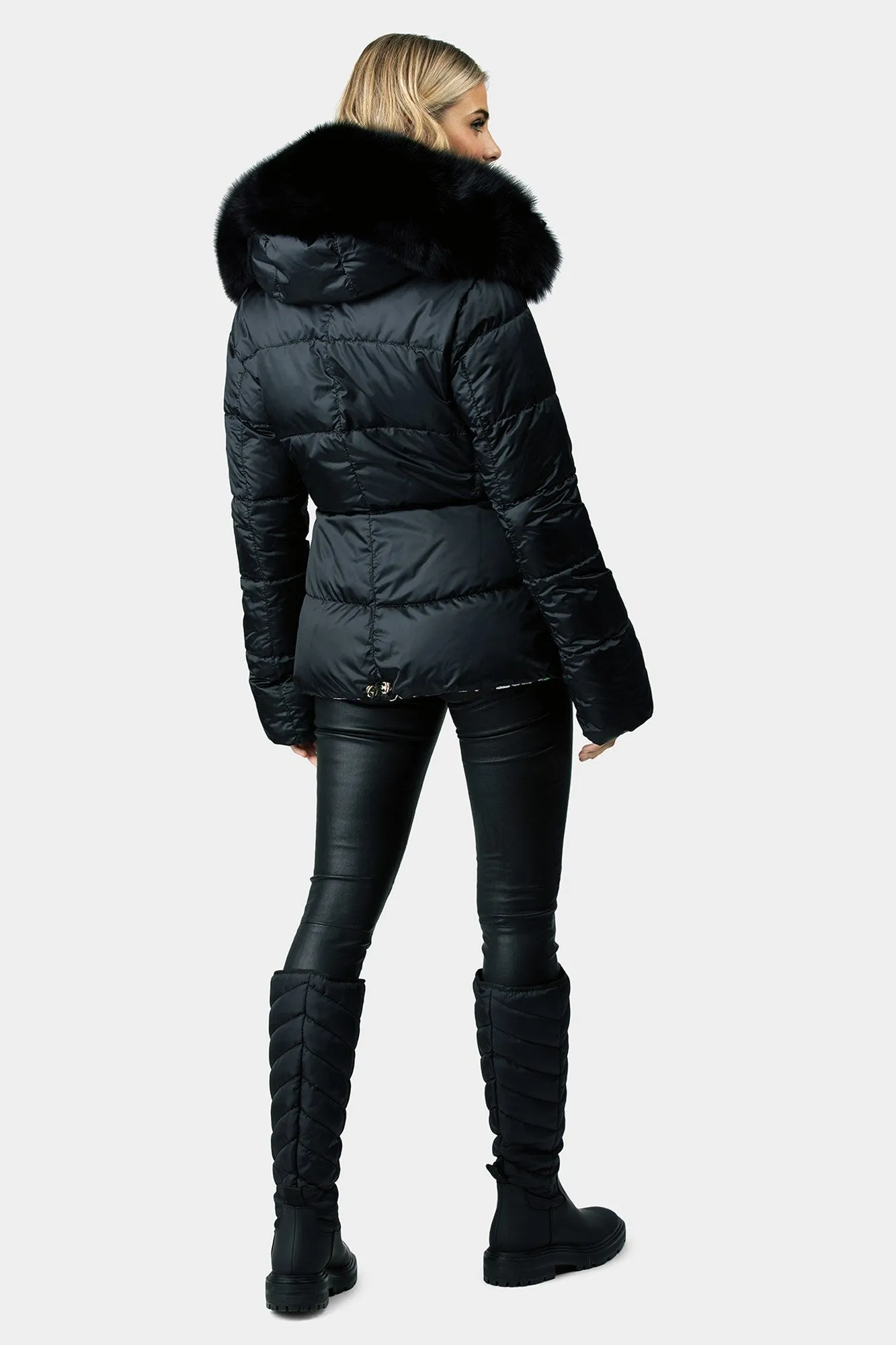 Reversible Après-Ski Jacket with Detachable Fox Hood Trim