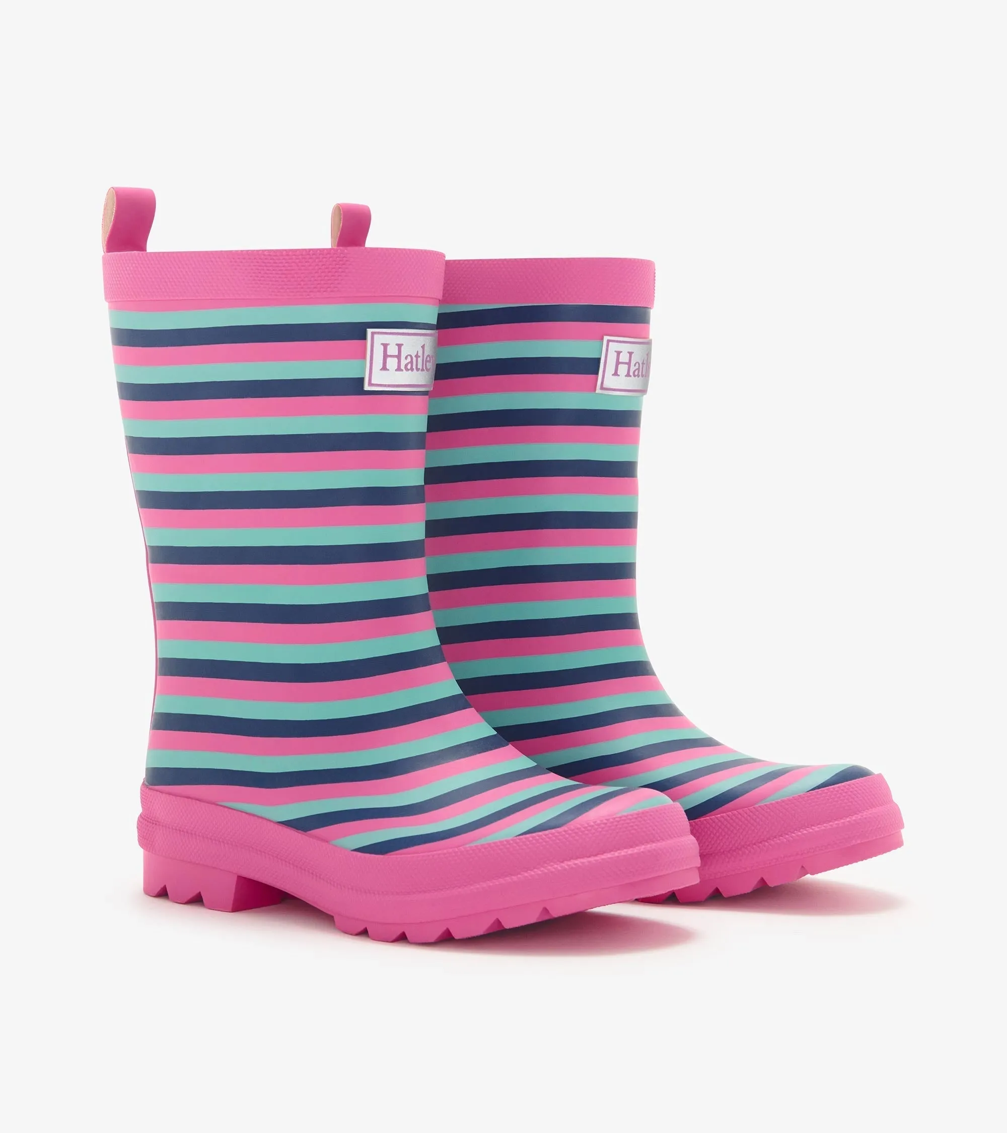 Rose Violet Stripes Rain Boots