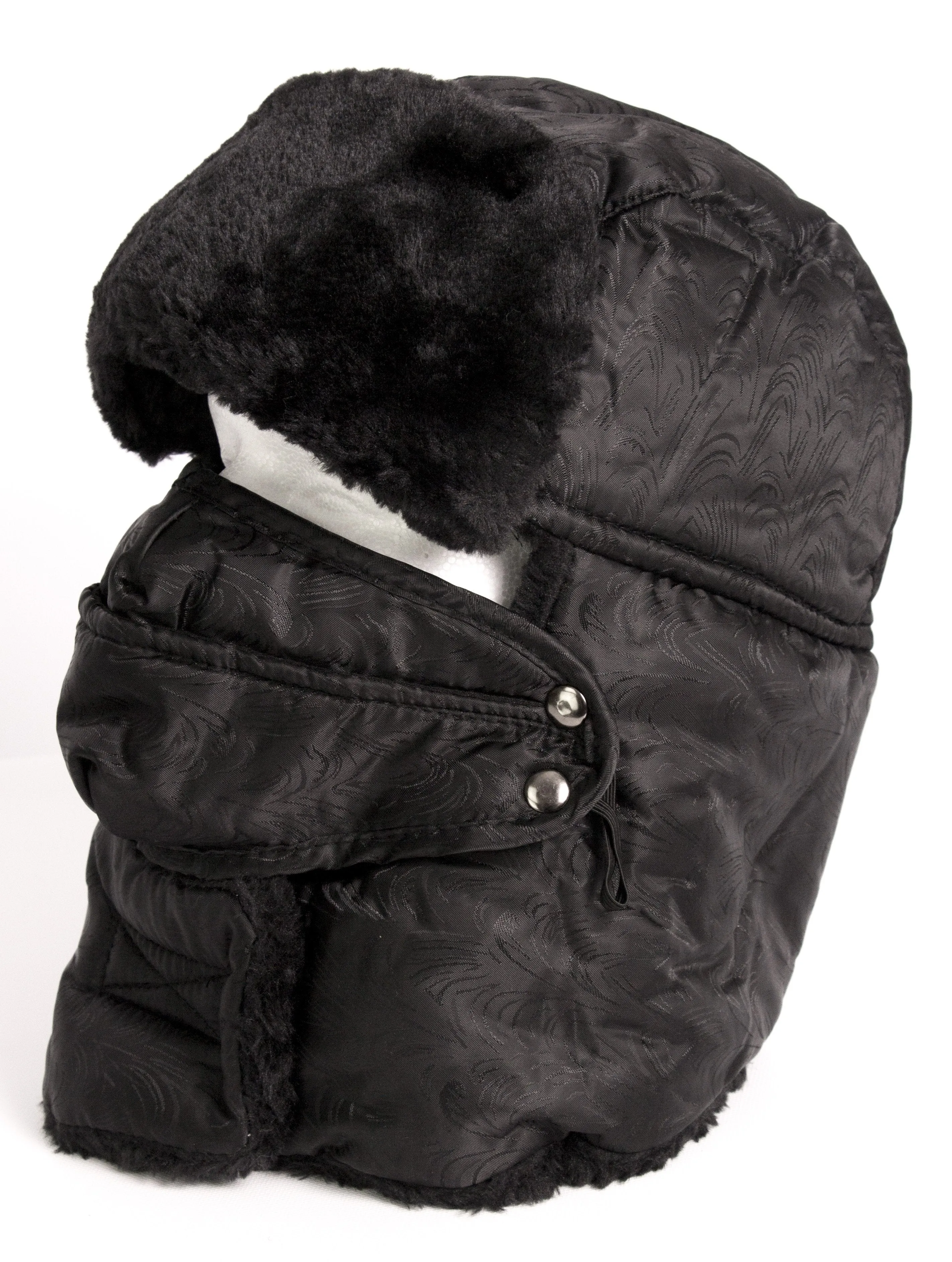 Sakkas Alex Unisex  Ushanka Faux Fur Windproof Trapper Aviator Hat Removable Mask