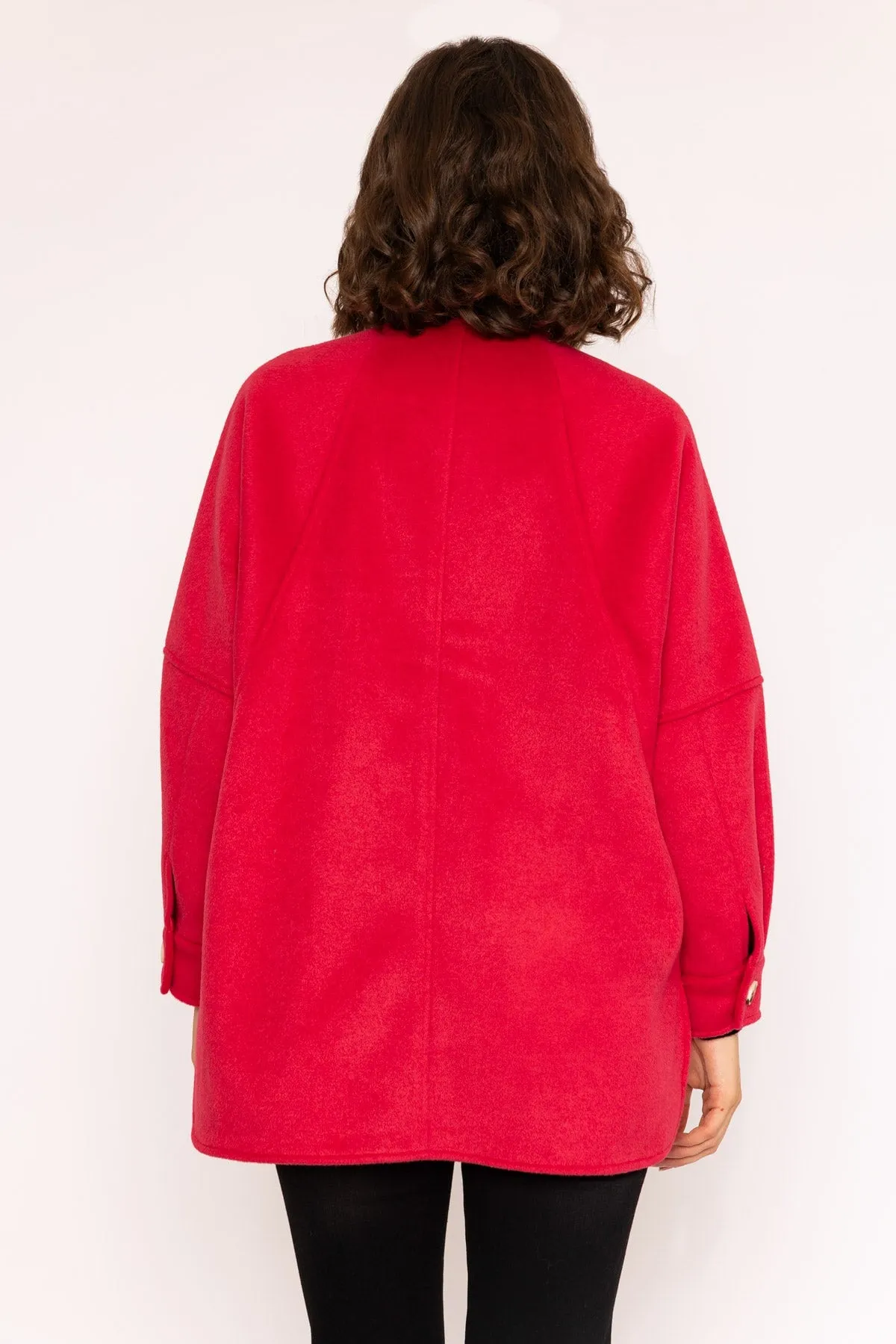 Scarf Button Coat in Red