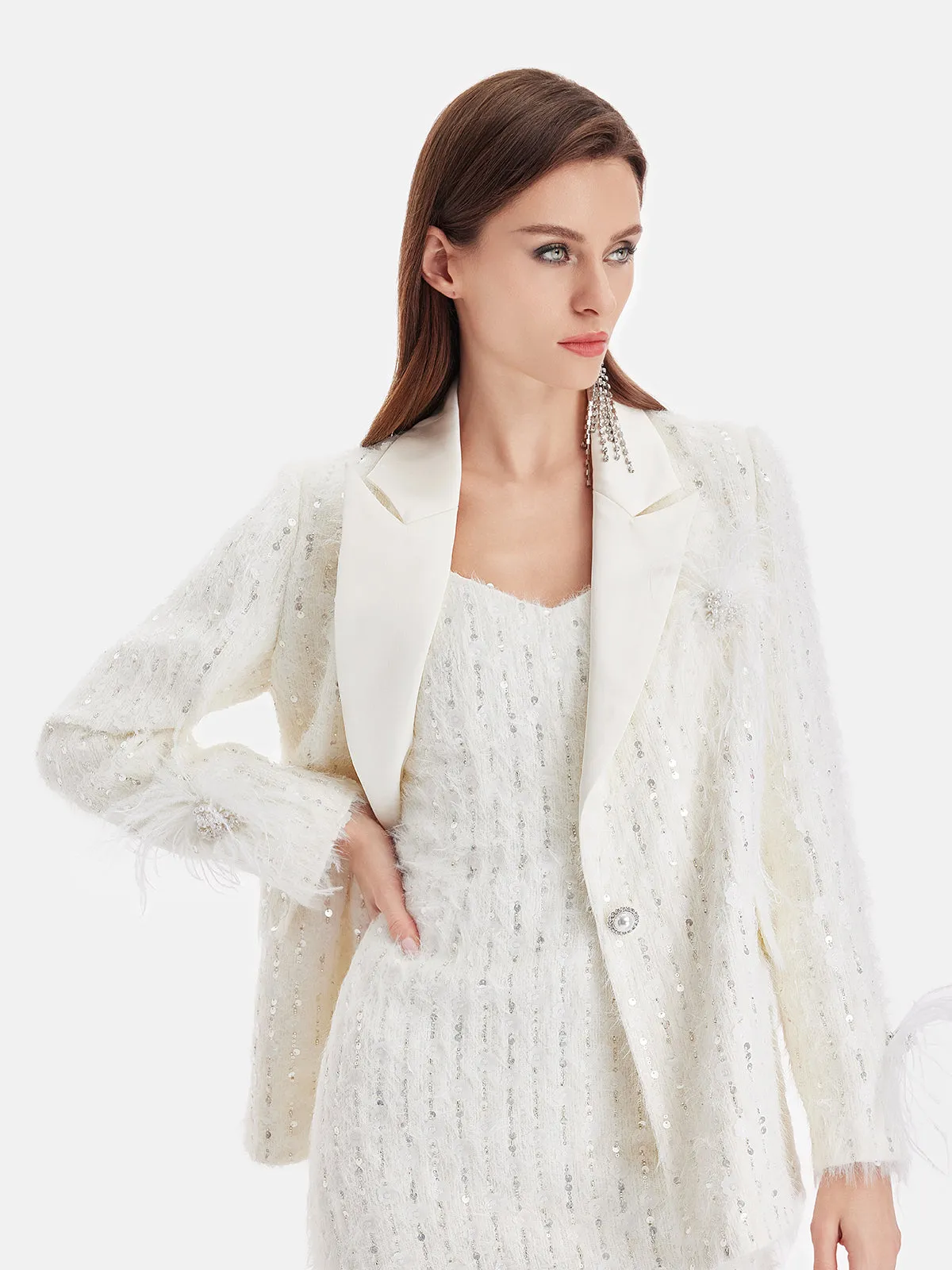 Sequined Feather Blazer