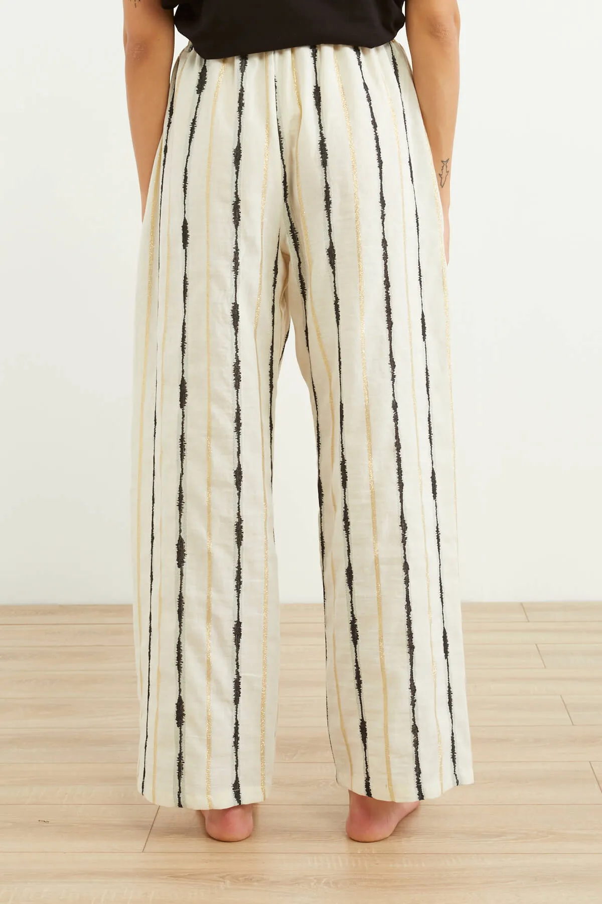 Souvenir Lurex Striped Pants White/Black