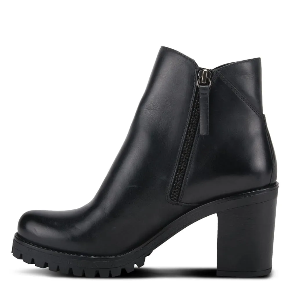 Spring Step Shoes Dealey Women's Black Leather Chunky Heel Boots