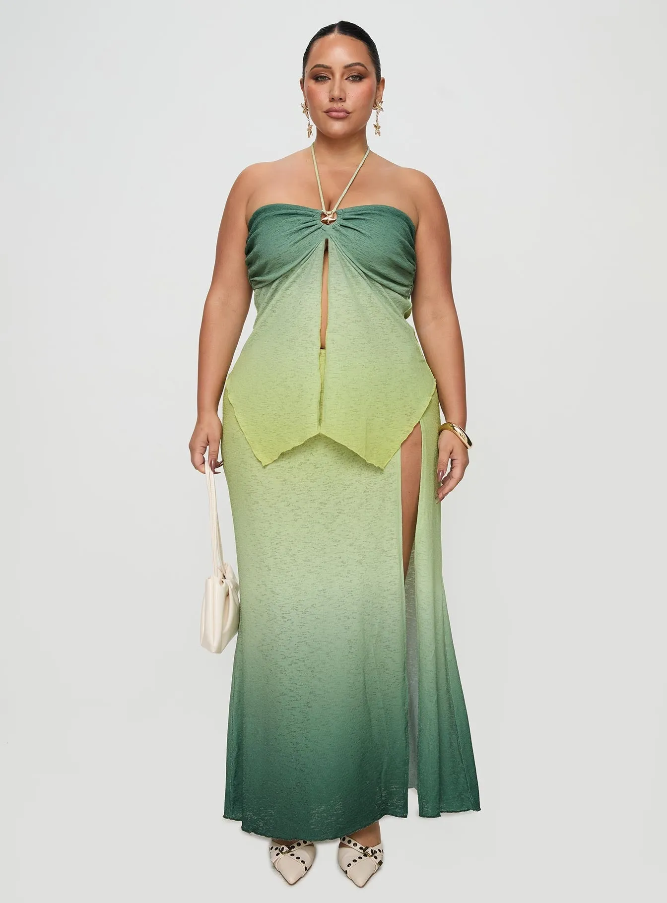 Star Girl Maxi Skirt Green Ombre Curve