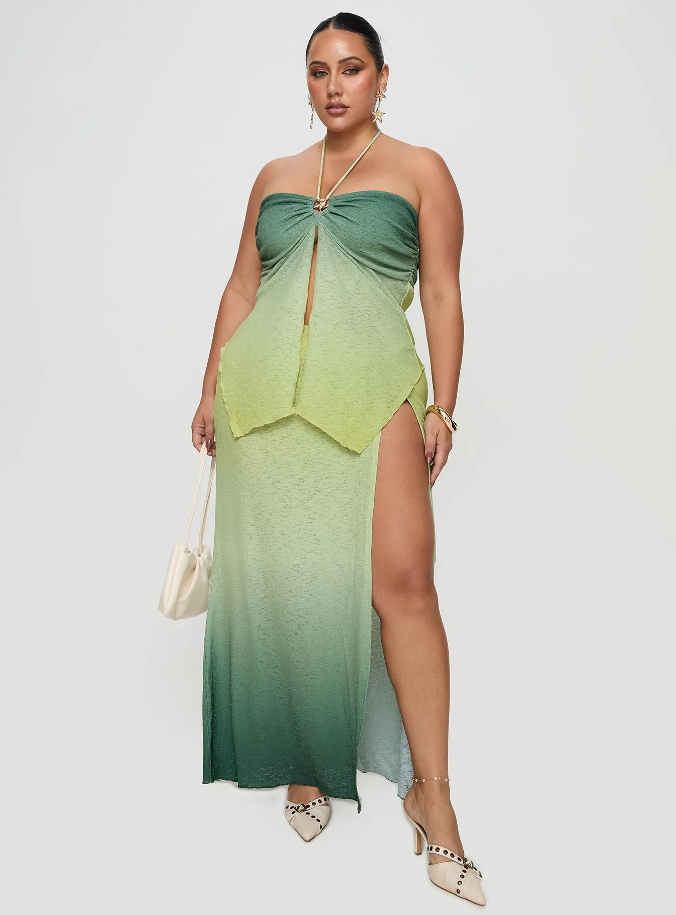 Star Girl Maxi Skirt Green Ombre Curve