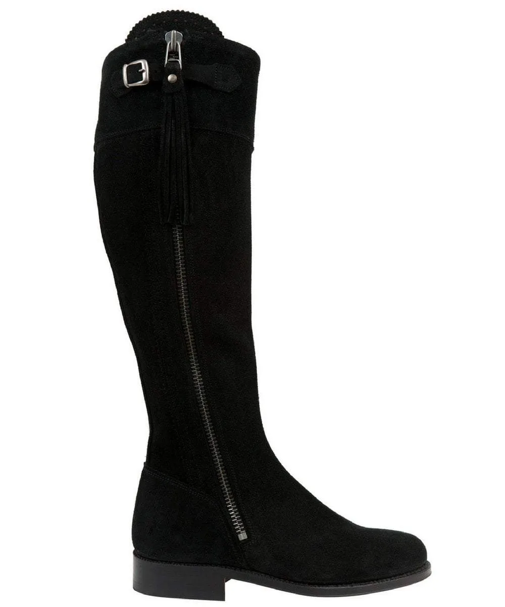 Tall Spanish Riding Boots Black Suede