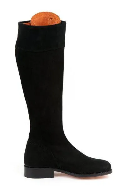 Tall Spanish Riding Boots Black Suede