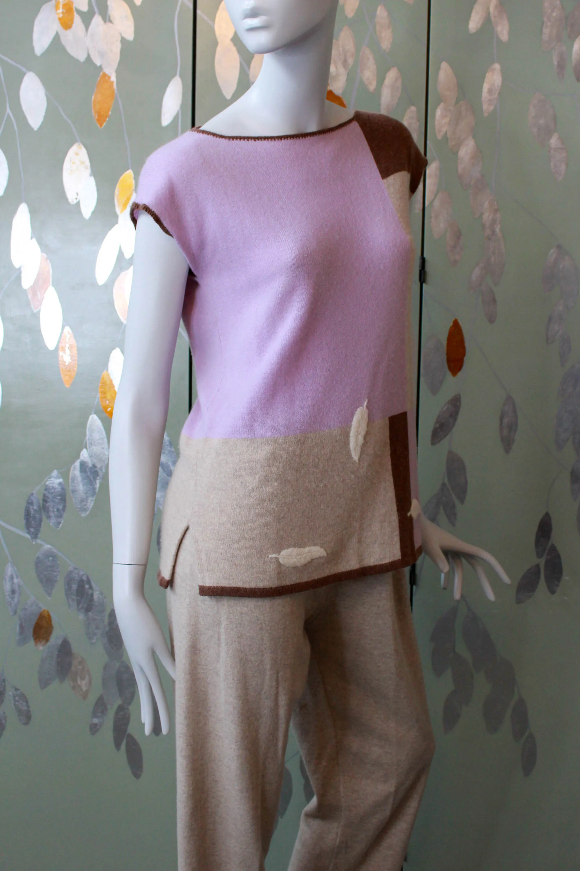 Vintage 1980s Neimann Marcus Cashmere Top and Pants Set, Large