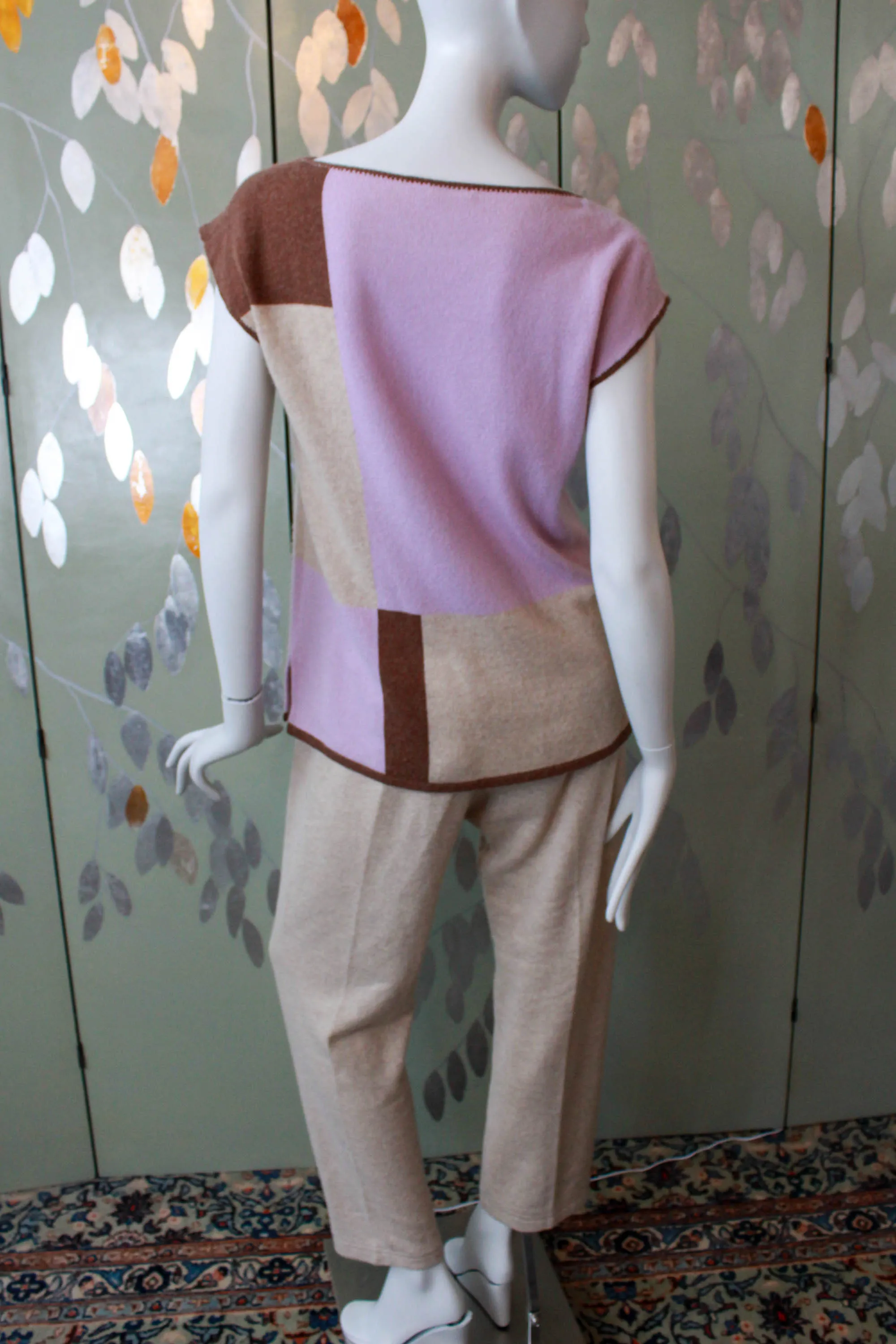 Vintage 1980s Neimann Marcus Cashmere Top and Pants Set, Large