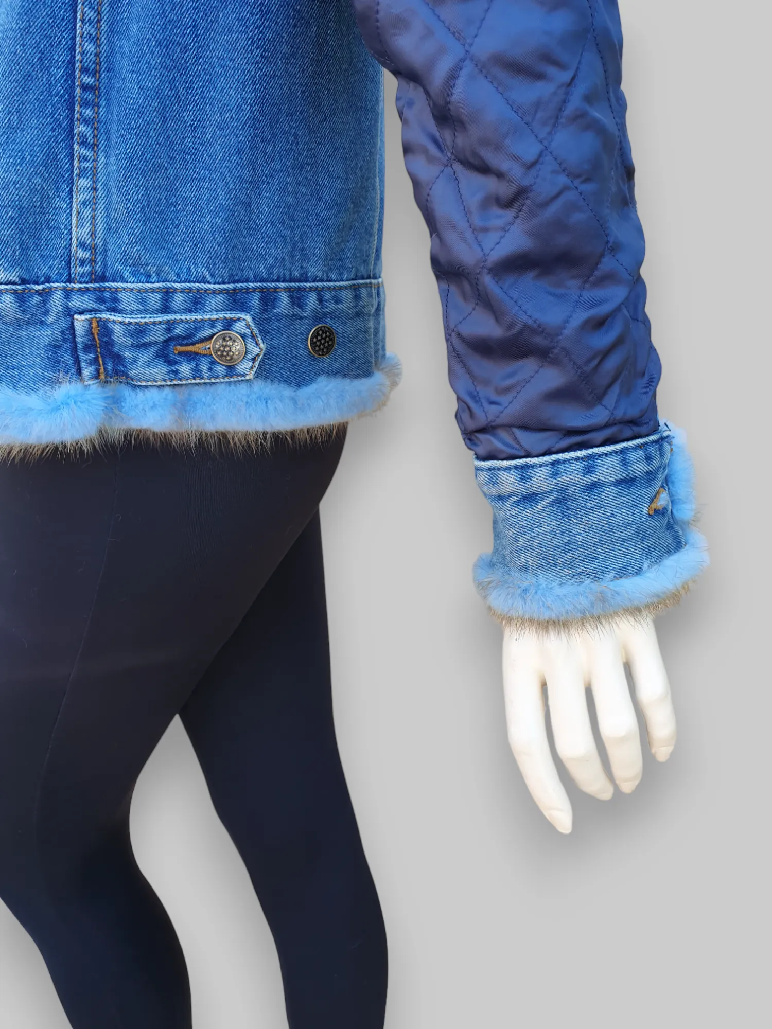 Vintage Denim and Blue-Dyed Mink Lined Jacket -Medium