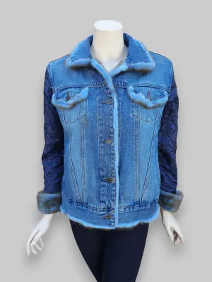 Vintage Denim and Blue-Dyed Mink Lined Jacket -Medium