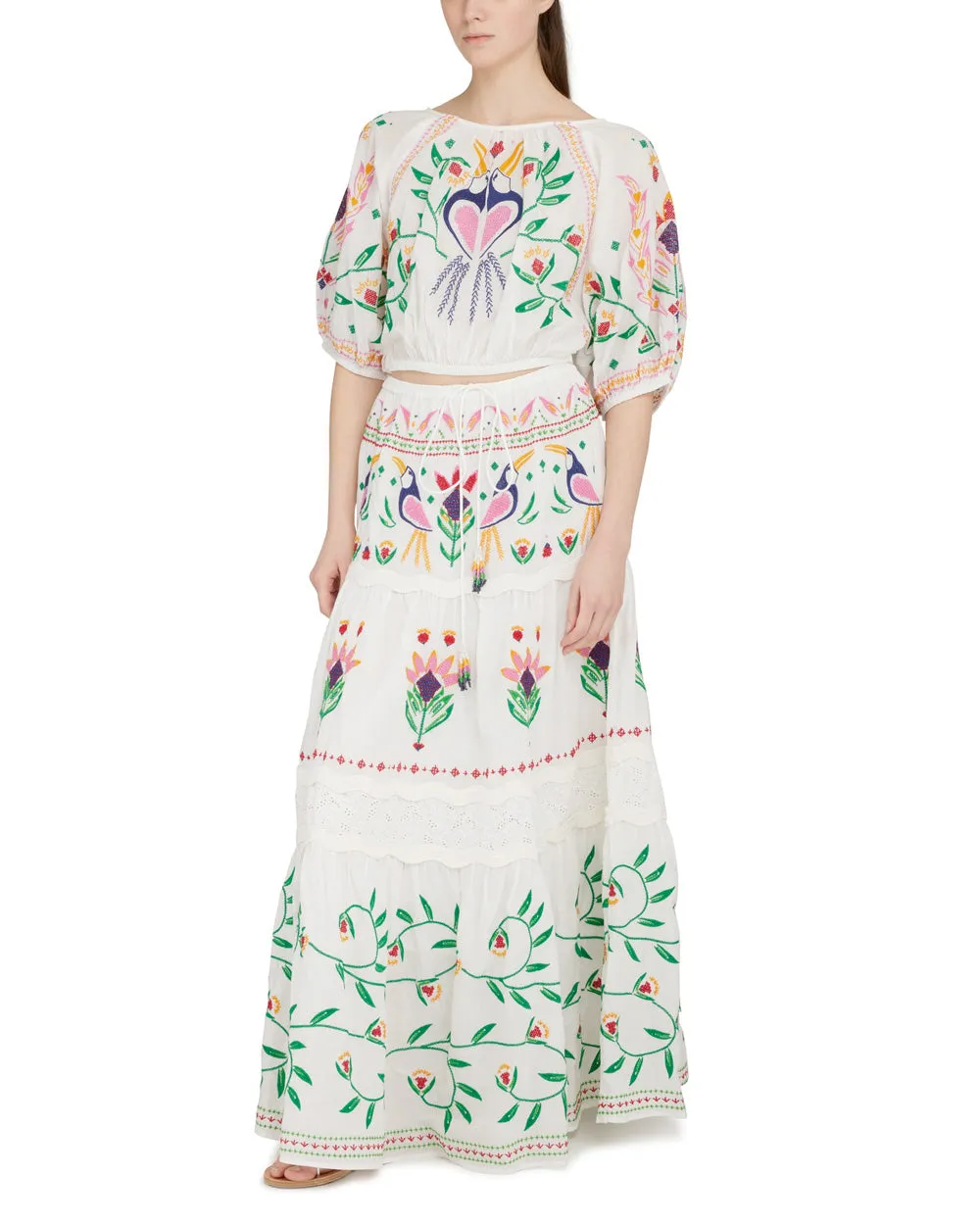 Vivid Garden Off-White Maxi Skirt