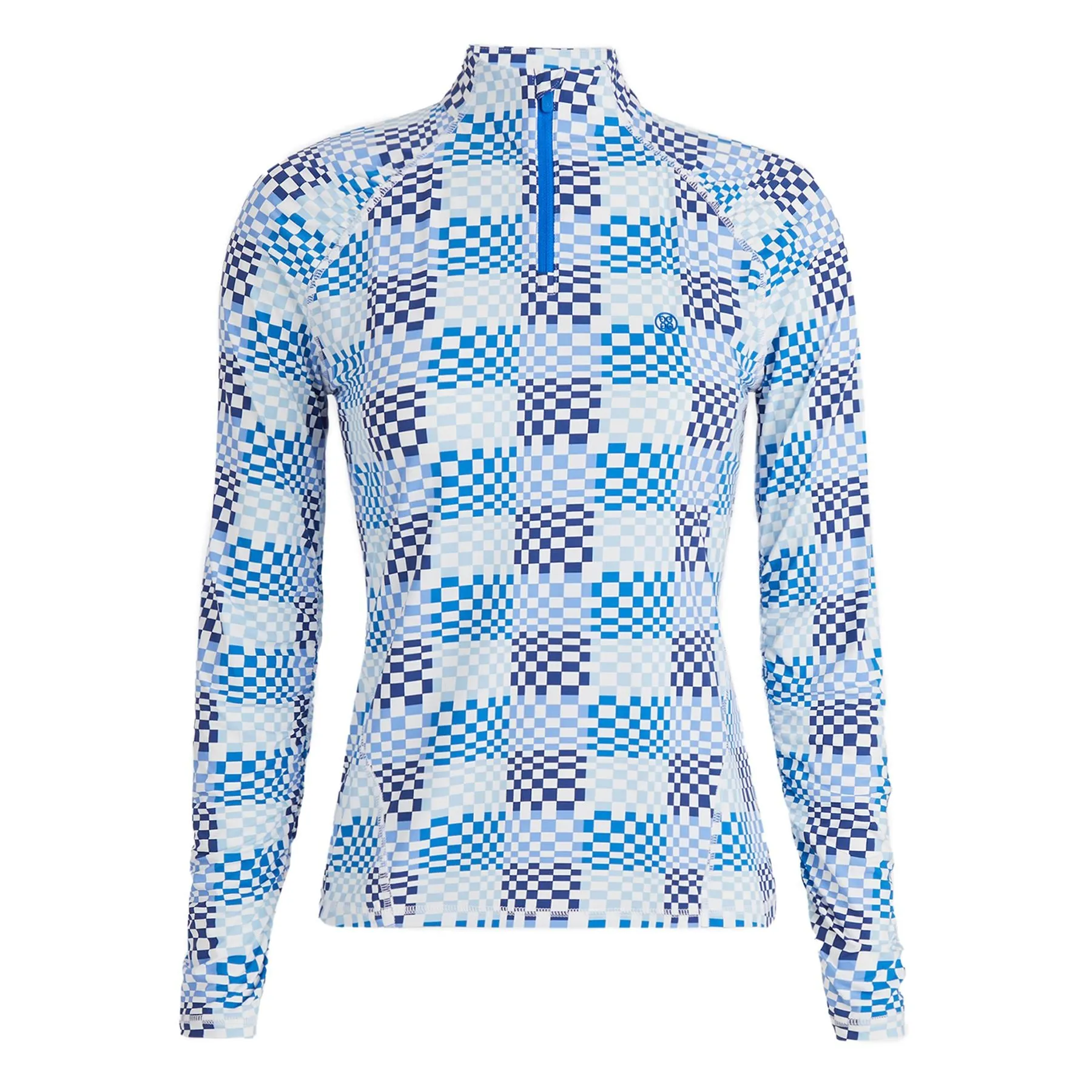 Womens Gradient Check Silky Tech Nylon Quarter Zip Pullover Snow - SS24