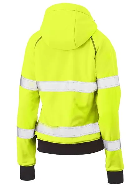 Women's Taped Hi Vis Fleece Zip Front Hoodie With Sherpa Lining - BKL6819T