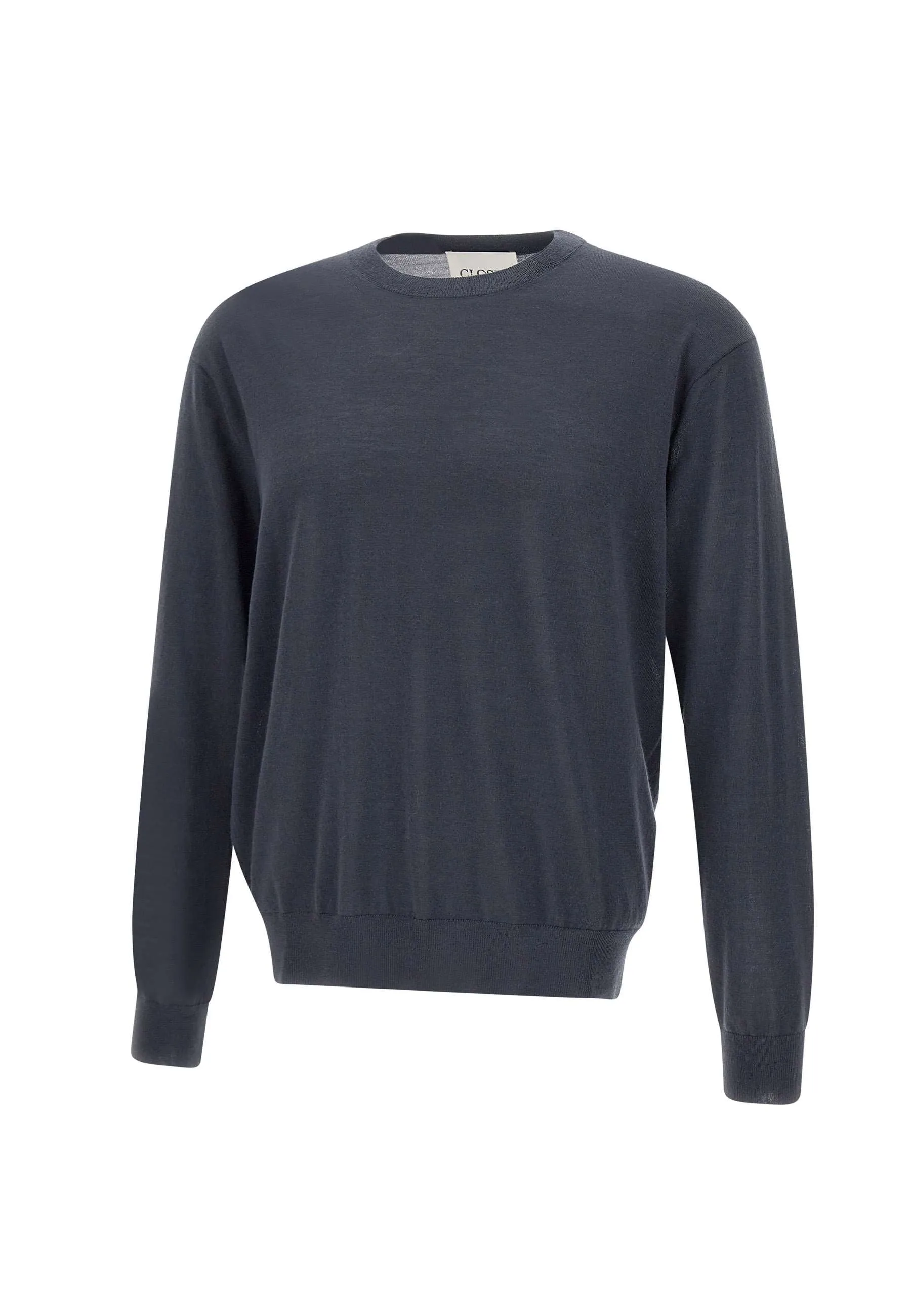 Wool Cashmere Grey Crew Neck Sweater