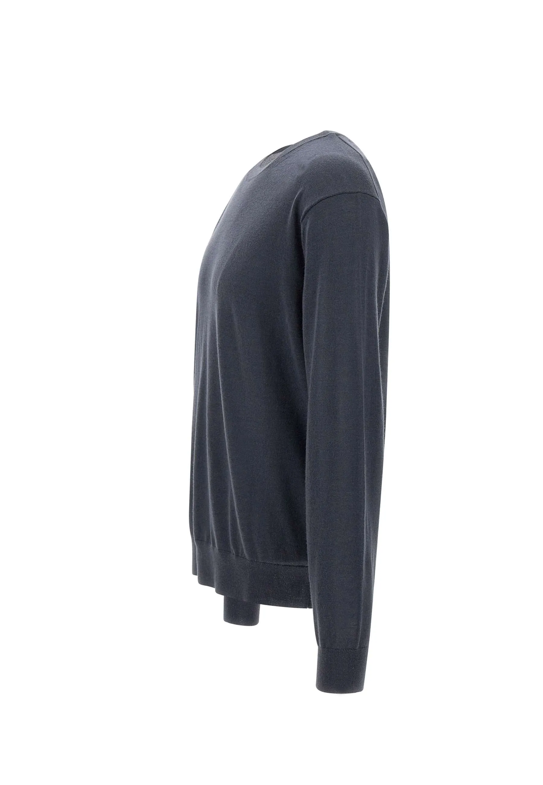 Wool Cashmere Grey Crew Neck Sweater