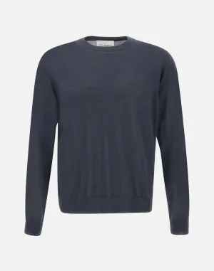 Wool Cashmere Grey Crew Neck Sweater