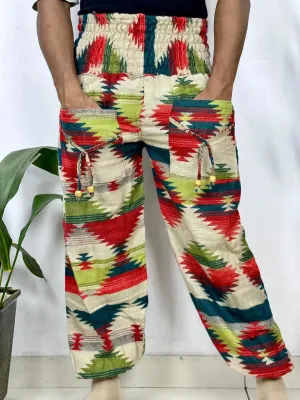 Yak Wool Blend Boho Unisex Hareem Pant Aztec Geometric Non Itchy Warm Panama Hippie Tribal Comfy Hand Stitched Leisure Yoga Loungewear